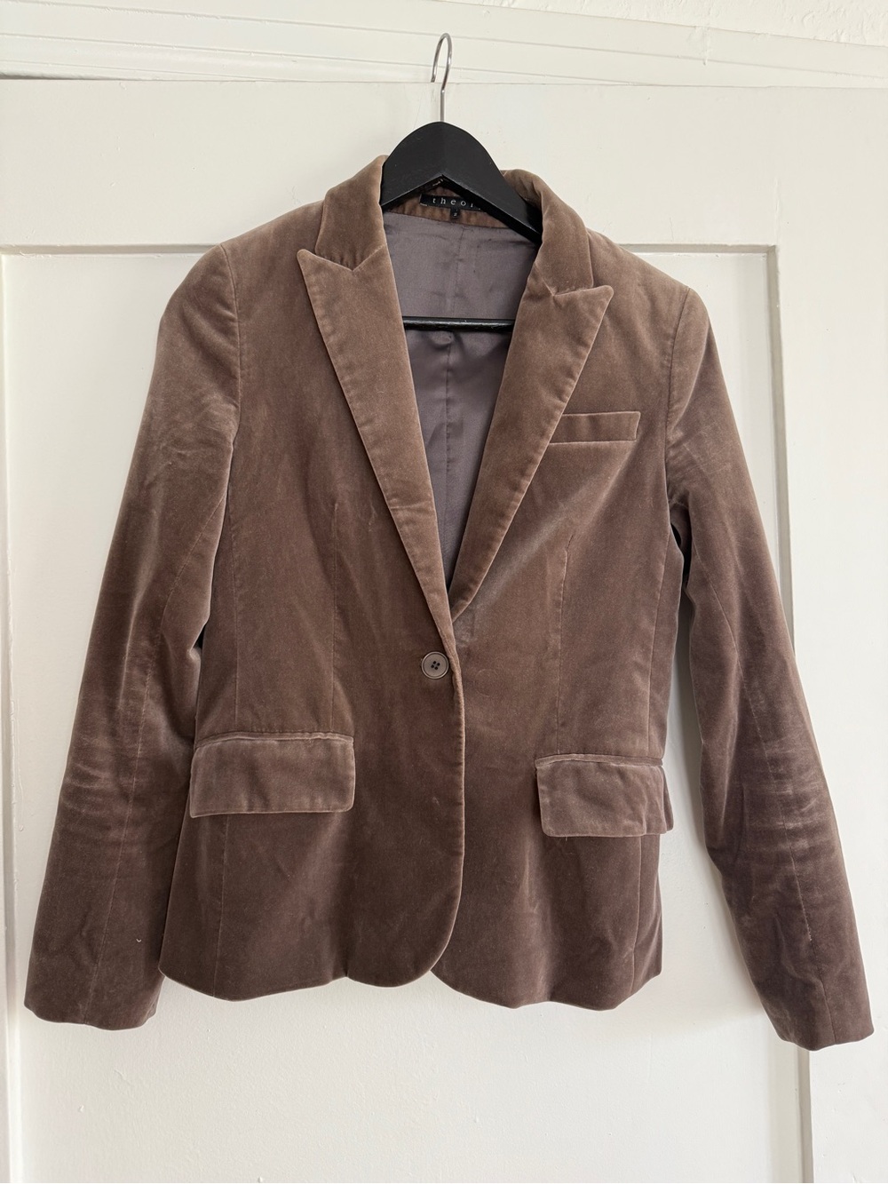 Theory Soft Brown Velvet Blazer Size 2